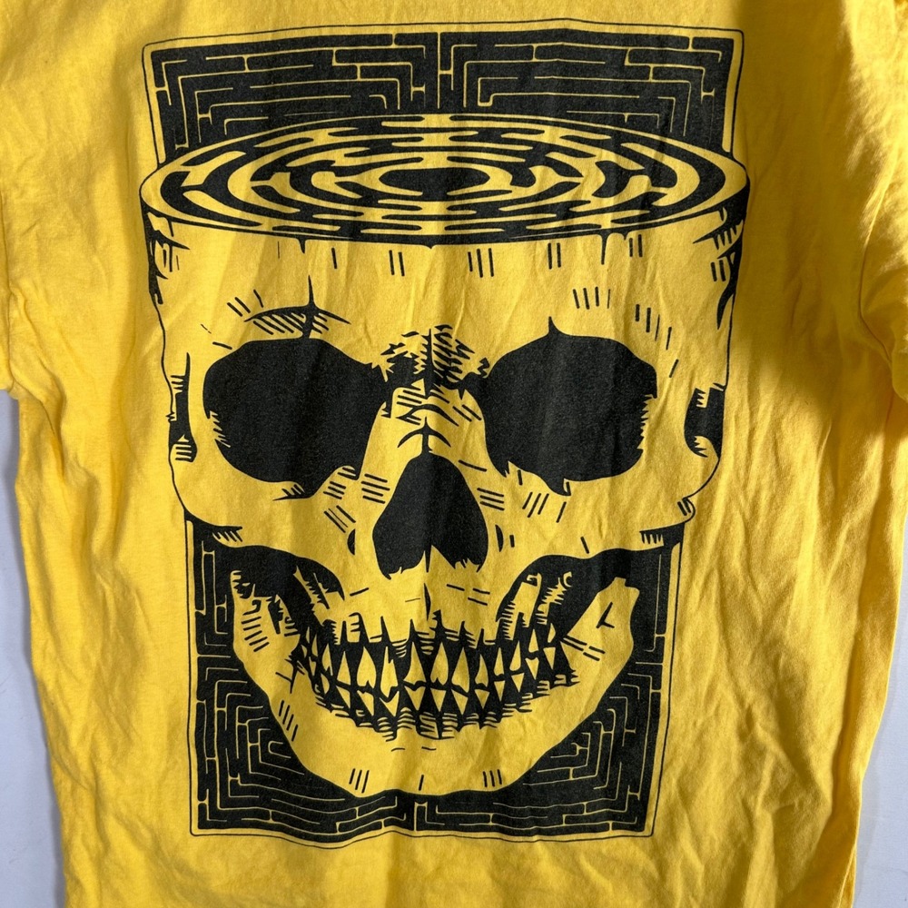 Sugarhill Brainwashed LA Yellow Graphic Print Skull T-Shirt LG Streetwear Trippy - Picture 8 of 13